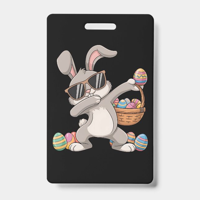 Dabbing Rabbit Bunny Oaster Eggs Korb Ausweis (Vorderseite)