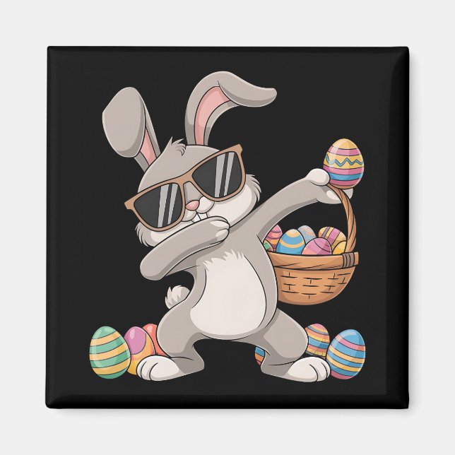 Dabbing Rabbit Bunny Oaster Eggs Korb Magnet (Vorne)