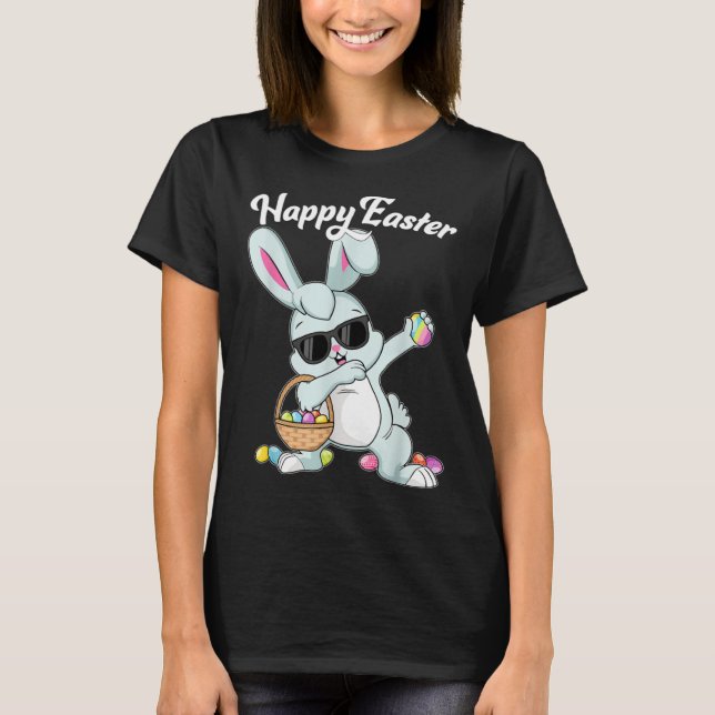 Dabbing Rabbit Happy Easter Day Eggs Dab Boys Girl T-Shirt (Vorderseite)