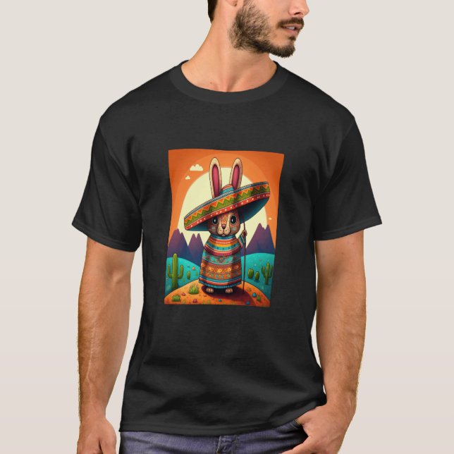 Dabbing Rabbit In Mexican Costume Year of The Rabb T-Shirt (Vorderseite)