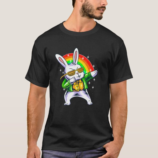 Dabbing Rabbit Rainbow Easter Day Eggs Dab Boys Gi T-Shirt (Vorderseite)