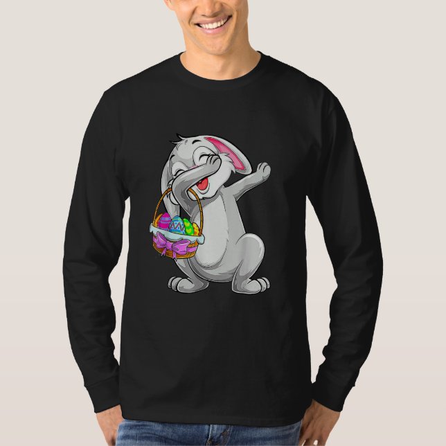 Dabbing Rabit Niedlicher Bunny mit Eiern Osterhorn T-Shirt (Vorderseite)