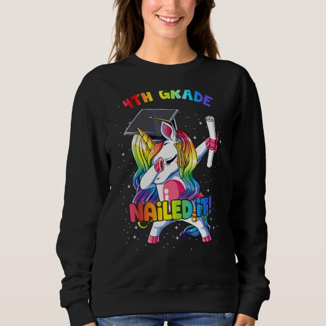Dabbing Rainbow Unicorn 4. Klasse Nails Sweatshirt (Vorderseite)