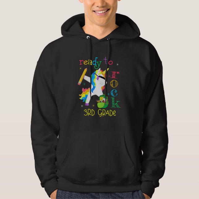 Dabbing Ready To Rock 3rd Grade Unicorn 1st Day Of Hoodie (Vorderseite)