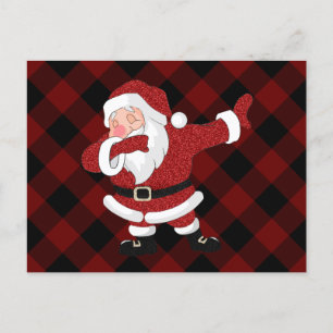 Dabbing Red Kariert Santa Claus   Fun Rustic Buffa Feiertagspostkarte