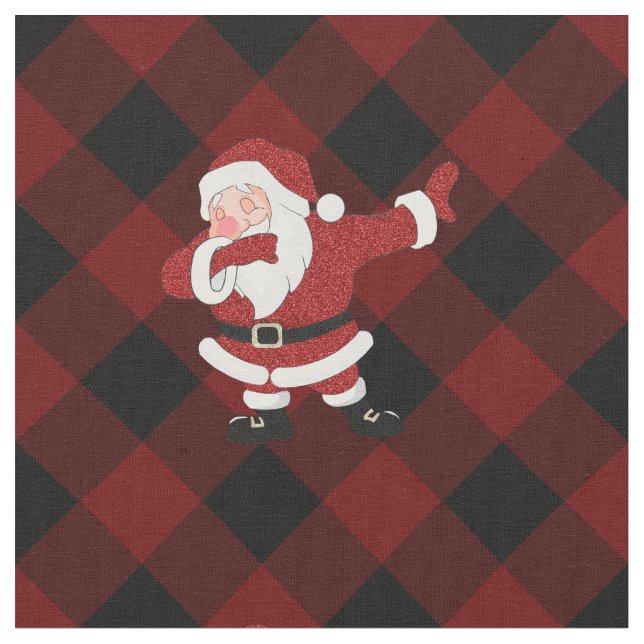 Dabbing Red Kariert Santa Claus | Fun Rustic Buffa Stoff (Nahaufnahme)