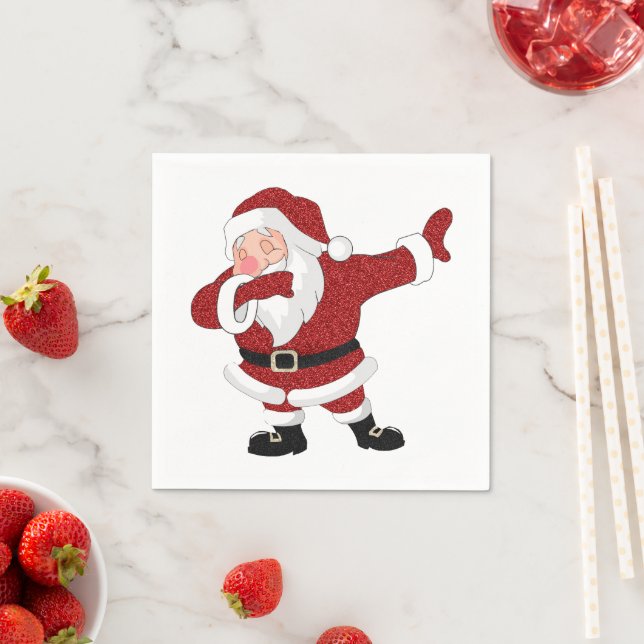 Dabbing Red Santa Claus | Fun Holiday XMAS Spaß Serviette (Beispiel)