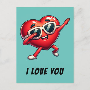 Dabbing Rotes Herz I Liebe You Card Postkarte