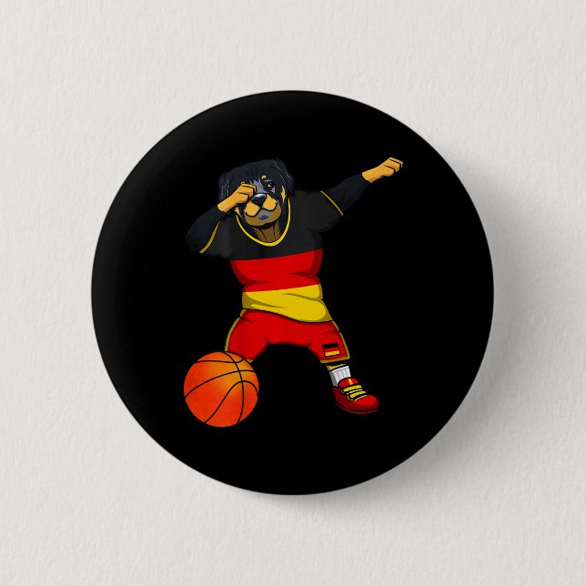 Dabbing Rottweiler Germany Jersey German Sketll Lo Button (Vorderseite)