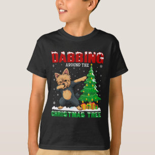 Dabbing rund um den Weihnachtsbaum Yorkie Dog Xmas T-Shirt