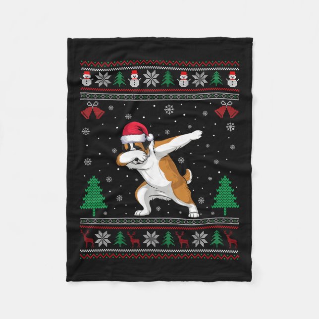 Dabbing Saint Bernard Dog Weihnachtsmannmütze Boys Fleecedecke (Vorderseite)