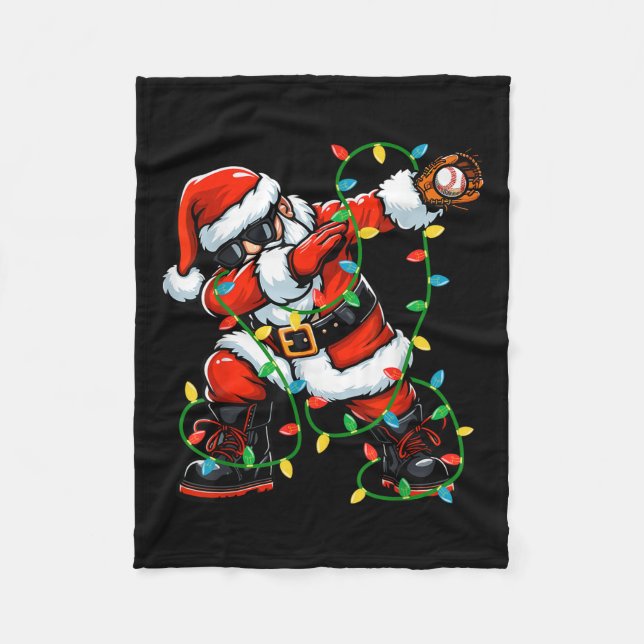 Dabbing Santa Baseball Weihnachtsbeleuchtung Xmas  Fleecedecke (Vorderseite)