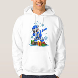 Dabbing Santa- Blue & Silver Snowflake Christmas  Hoodie