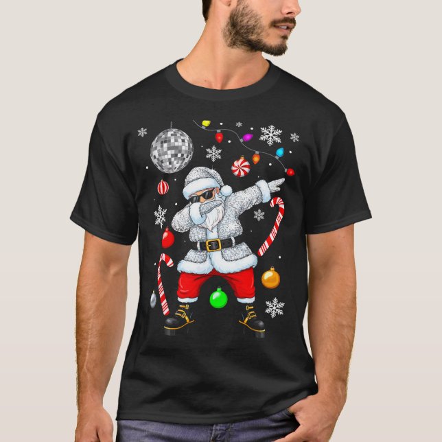 Dabbing Santa Christmas Disco Retro 70s 80s Vibes  T-Shirt (Vorderseite)