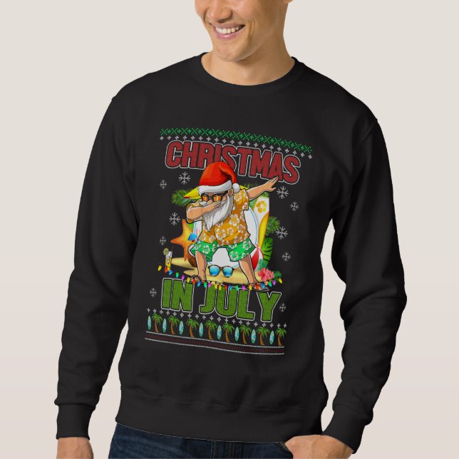 Dabbing Santa Christmas In July Summer Beach Vacat Sweatshirt (Vorderseite)
