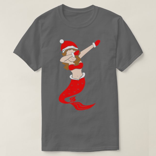 Dabbing Santa Christmas Mermaid T-Shirt (Design vorne)