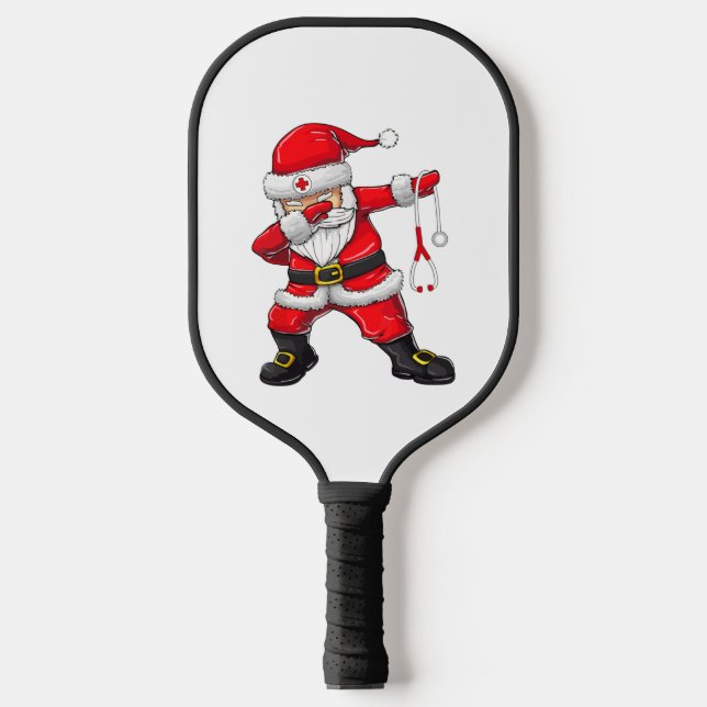 Dabbing Santa Christmas Scrub Pickleball Schläger (Vorderseite)
