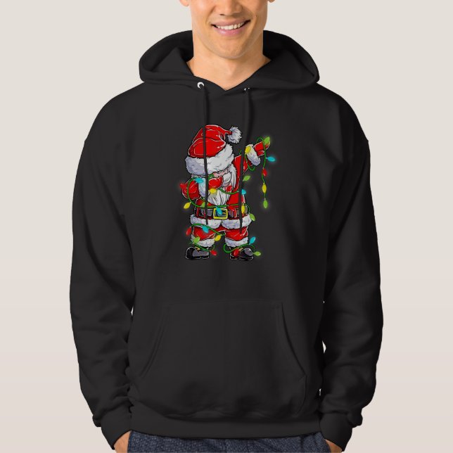 Dabbing Santa  Christmas Tree Lights Happy Xmas 3 Hoodie (Vorderseite)