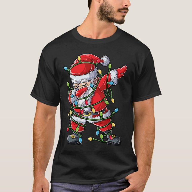Dabbing Santa Christmas Tree Lights Xmas  Boys Kid T-Shirt (Vorderseite)