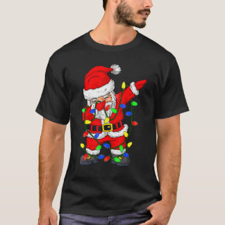 Dabbing Santa Claus Christmas Tree Lights Boys Kid T-Shirt