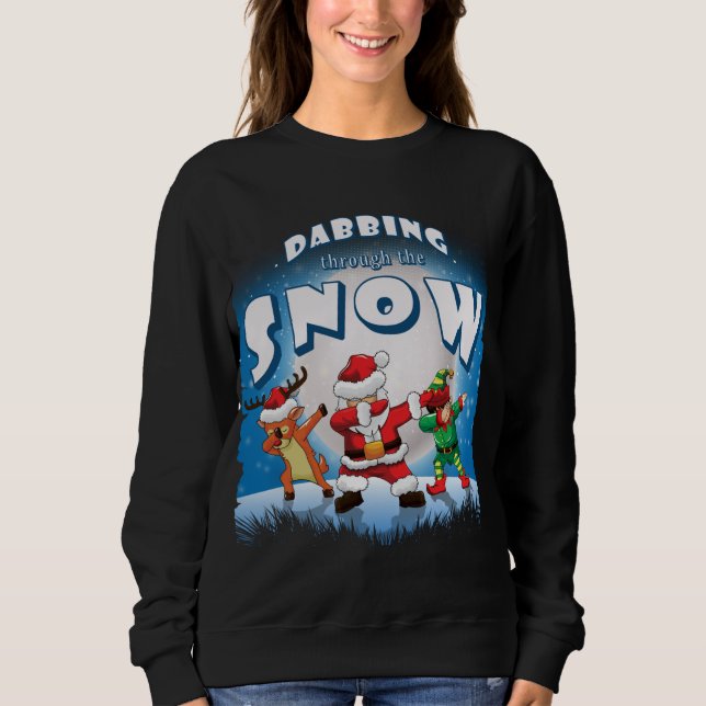 Dabbing Santa Claus Elf Rentier Weihnachtskneipe P Sweatshirt (Vorderseite)