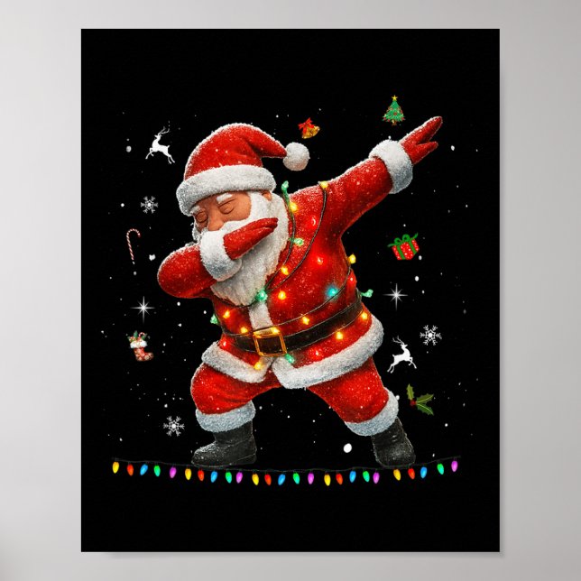 Dabbing Santa Claus Light Christmas Boys Männer Fu Poster (Vorne)