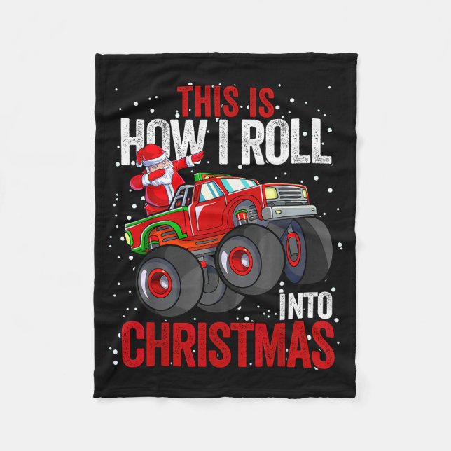 Dabbing Santa Claus Monster Truck Boys Christmas X Fleecedecke (Vorderseite)