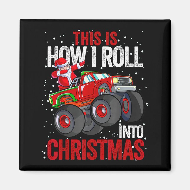 Dabbing Santa Claus Monster Truck Boys Christmas X Magnet (Vorne)