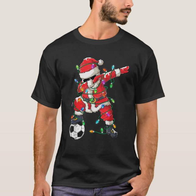 Dabbing Santa Claus Soccer Weihnachtsfest Weihnach T-Shirt (Vorderseite)