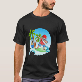 Dabbing Santa Claus Surfing Summer Christmas In Ju T-Shirt