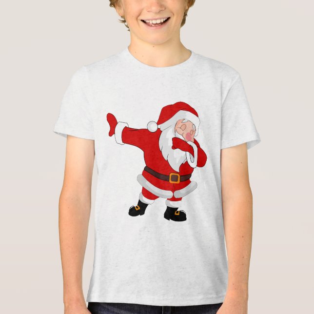 Dabbing Santa Claus Weihnachtsfeiertag Dab Tri-Blend Shirt (Vorderseite)
