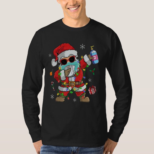 Dabbing Santa Claus With Christmas Light Merry Chr T-Shirt (Vorderseite)