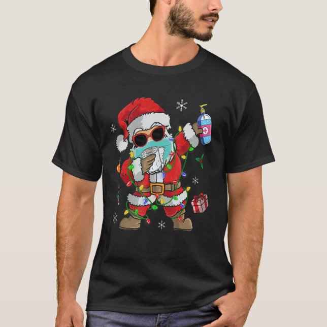 Dabbing Santa Claus With Christmas Light Merry Chr T-Shirt (Vorderseite)