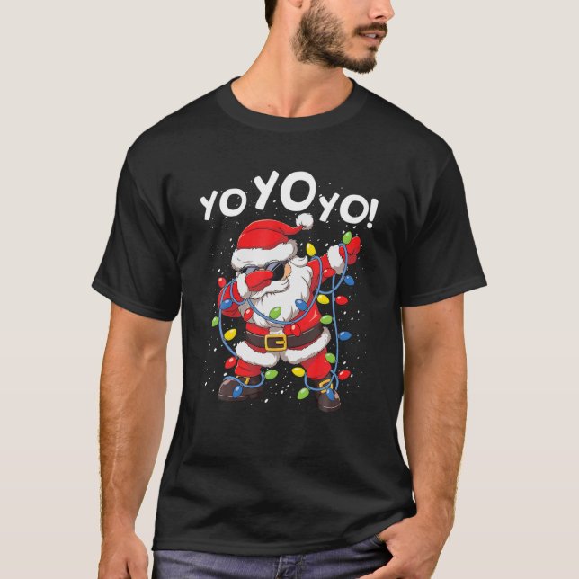 Dabbing Santa Claus Yo Yo Yo Yo Funny Christmas Tr T-Shirt (Vorderseite)