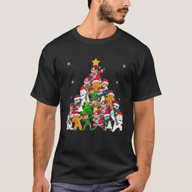 Dabbing Santa Elf Christmas Tree Lights Boy Kids X T-Shirt (Vorderseite)