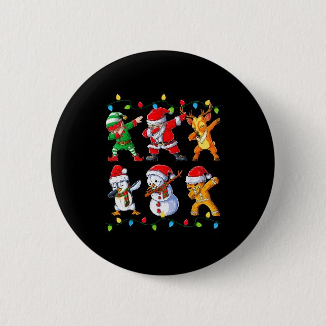Dabbing Santa Elf Friends Christmas Boys Girls Men Button (Vorderseite)