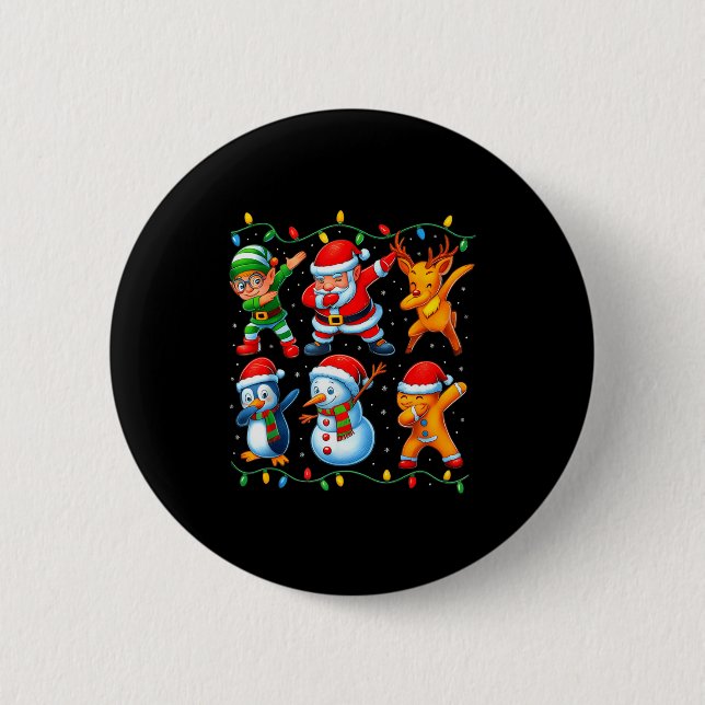Dabbing Santa Elf Friends Christmas Boys Girls Men Button (Vorderseite)