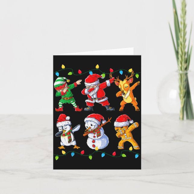 Dabbing Santa Elf Friends Christmas Boys Girls Men Karte (Vorderseite)
