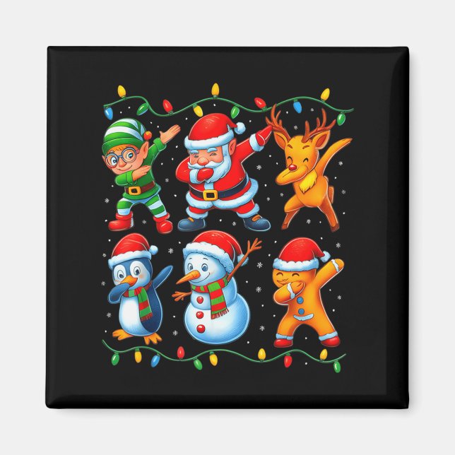 Dabbing Santa Elf Friends Christmas Boys Girls Men Magnet (Vorne)