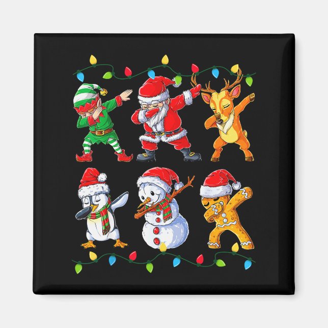 Dabbing Santa Elf Friends Christmas Boys Girls Men Magnet (Vorne)