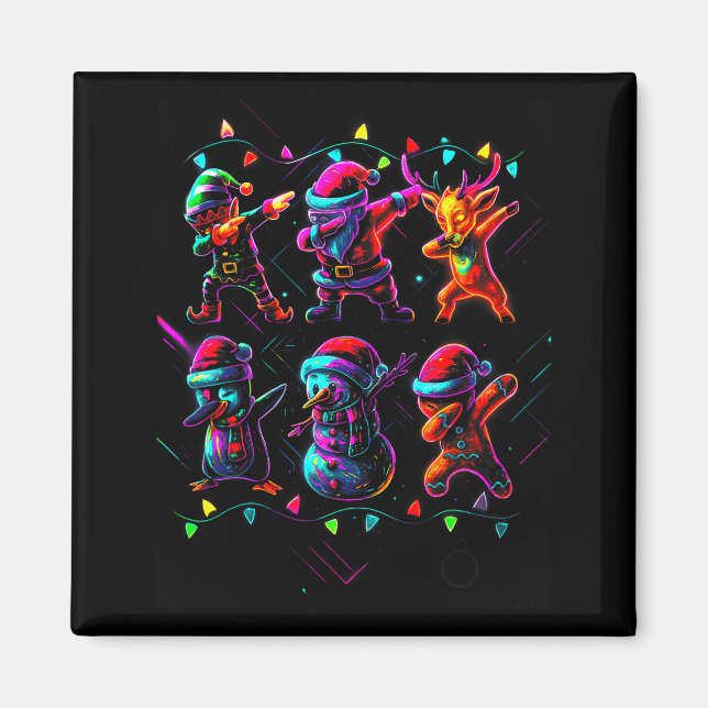 Dabbing Santa Elf Friends Christmas Boys Girls Men Magnet (Vorne)