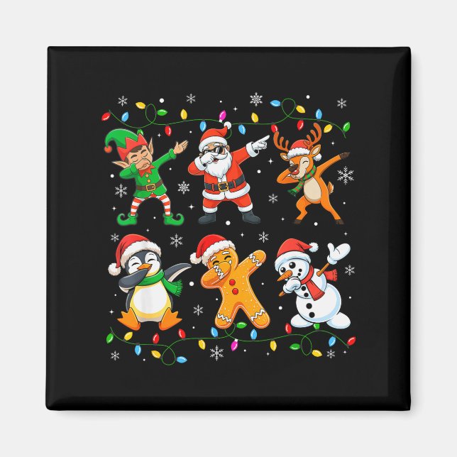 Dabbing Santa Elf Friends Christmas Boys Girls Men Magnet (Vorne)