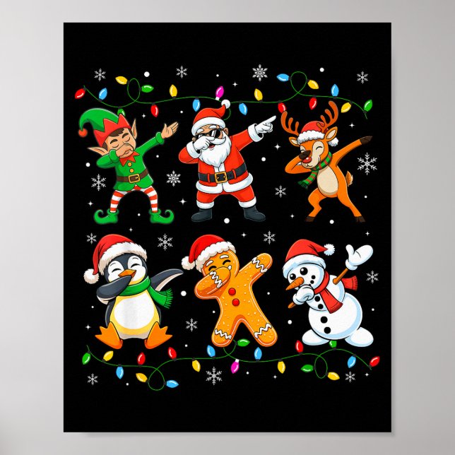 Dabbing Santa Elf Friends Christmas Boys Girls Men Poster (Vorne)