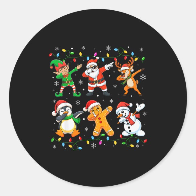 Dabbing Santa Elf Friends Christmas Boys Girls Men Runder Aufkleber (Vorderseite)