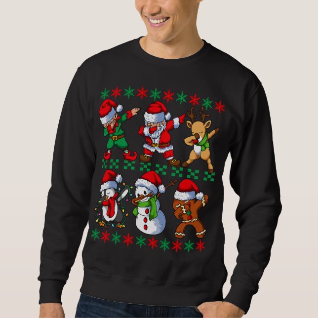 Dabbing Santa Elf Friends Weihnachten Sweatshirt (Vorderseite)