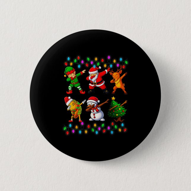 Dabbing Santa Elf Friendship Christmas Boys Kids X Button (Vorderseite)