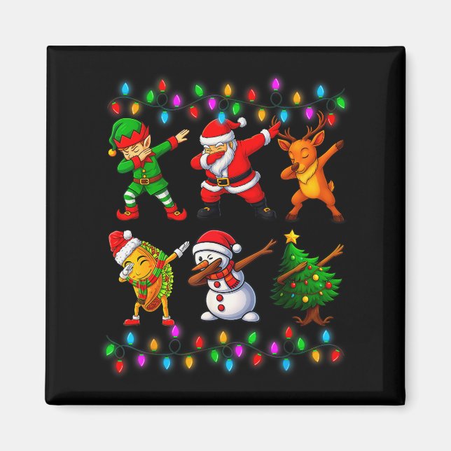 Dabbing Santa Elf Friendship Christmas Boys Kids X Magnet (Vorne)