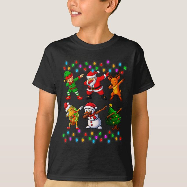 Dabbing Santa Elf Friendship Christmas Boys Kids X T-Shirt (Vorderseite)