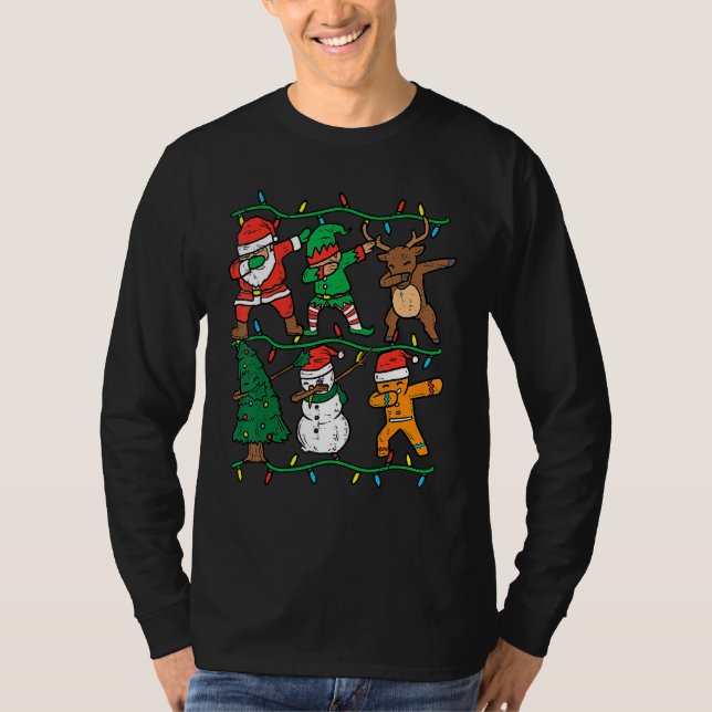 Dabbing Santa Elf Reindeer Dab Xmas PJs Christmas  T-Shirt (Vorderseite)