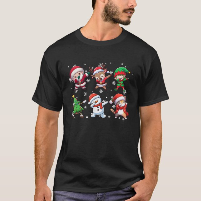 Dabbing Santa Elf Reindeer Snowman Christmas Kids  T-Shirt (Vorderseite)
